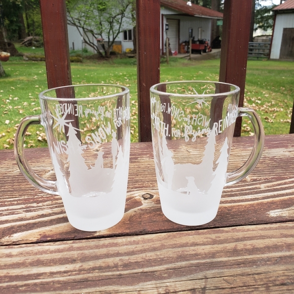 SOLS Starbucks 2009 Etched Glass Coffee Cups [2] - Picture 2 of 12